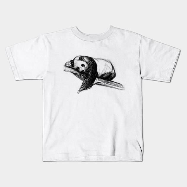 Bear Lying On A Tree Kids T-Shirt by LironPeer